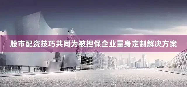 股市配资技巧共同为被担保企业量身定制解决方案